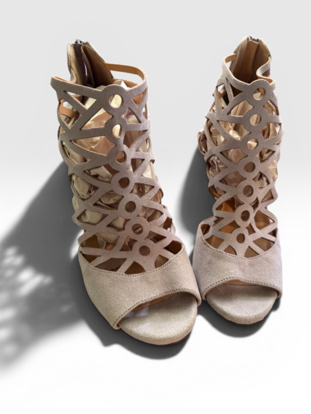 Women's Nude Cutout Peep-Toe Stiletto Heels - Picture 3 of 3